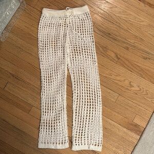 Cream Crochet Knit Pants